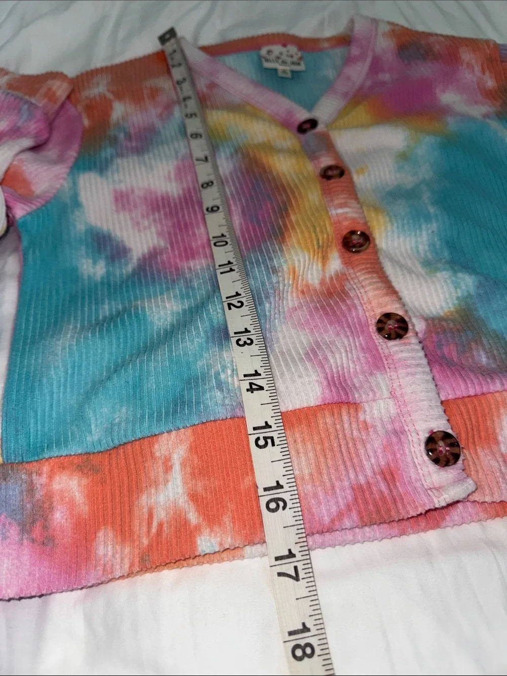 Tie-Dye Ribbed Button-Up Top and Pants Set - Multicolor